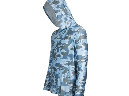 Blue Camo Hooded Long Sleeve Online Sale