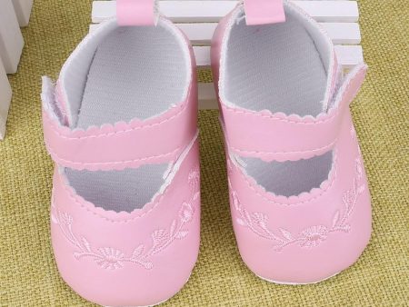 Newborn Baby Soft Bottom Non-slip Shoes Girls  Summer Spring PU Embroidered Princess Cute Shoes Kids Toddler First Walker Shoes Supply