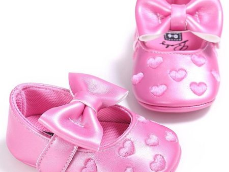 Newborn heart Princess Baby shoes Bow First Walkers Soft Bottom Baby Moccasins Pu leather Babies Prewalkers shoes Supply