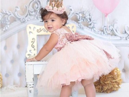 Princess Kid Baby Girl Sequins Boknot Dress Party Dresses Halloween Christmas Costume 0-5 Years Fluffy Clothes Toddler Girl Gown Online