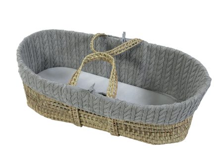 Cuddles Collection Pure Baby Cable Knit Palm Basket and Folding Stand Grey on Sale