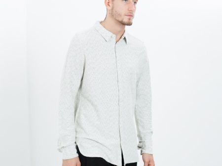 Kasuri Jersey Button-Up in Ivory Black For Sale