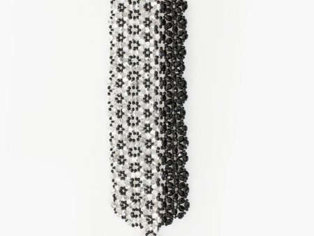 Lattice Bead Cuff in Silver Black Hot on Sale