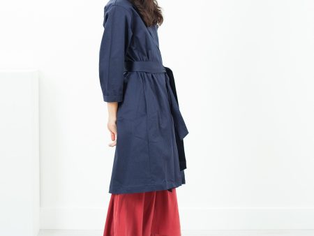 Sateen Trench in Navy Supply