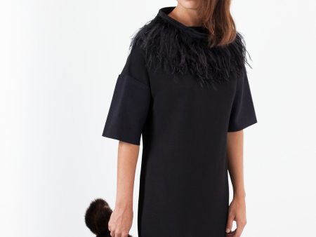 Ostrich Plume Dress in Black For Discount