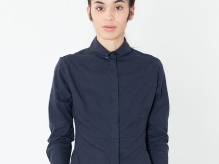 Wrinkled Tux Shirt in Navy Online Hot Sale