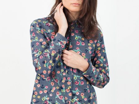 Long Sleeve Blouse in Black Floral Supply