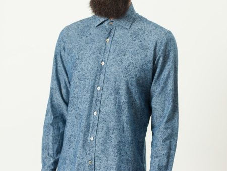 Floral Button-Up in Blue Sale