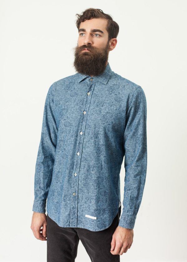 Floral Button-Up in Blue Sale