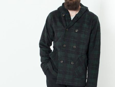 Double Breasted Hoodie in Forest Plaid Online Hot Sale