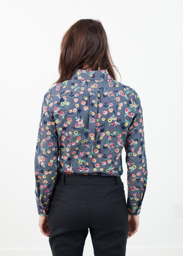 Long Sleeve Blouse in Black Floral Supply