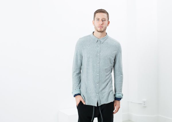 Kasuri Jersey Button-Up in Blue Grey on Sale