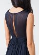 Voile V-Neck Dress in Navy Hot on Sale