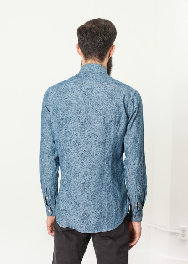 Floral Button-Up in Blue Sale