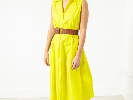 Balloon Cotton Dress in Yellow Cheap