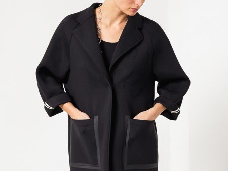 Neoprene Flower Coat in Black Cheap