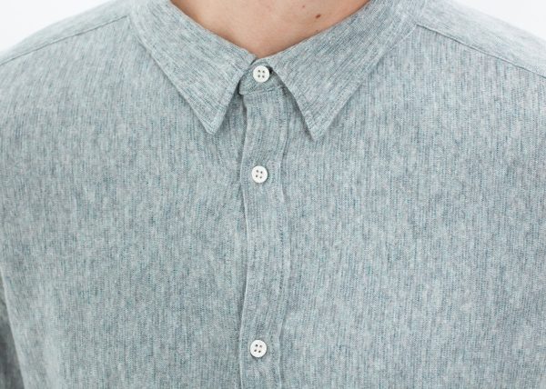 Kasuri Jersey Button-Up in Blue Grey on Sale