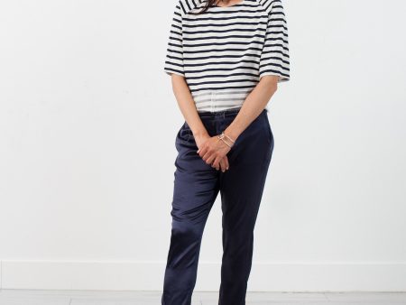 Sleeve Top in Navy Stripe Online now