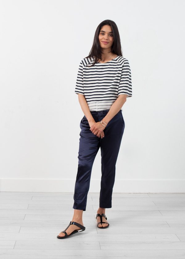 Sleeve Top in Navy Stripe Online now