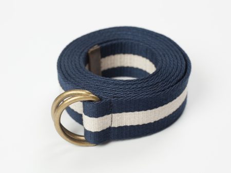 Striped Web Belt in Navy White Hot on Sale