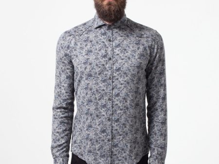 Western Arkansas Button-Up in Grey Floral For Sale